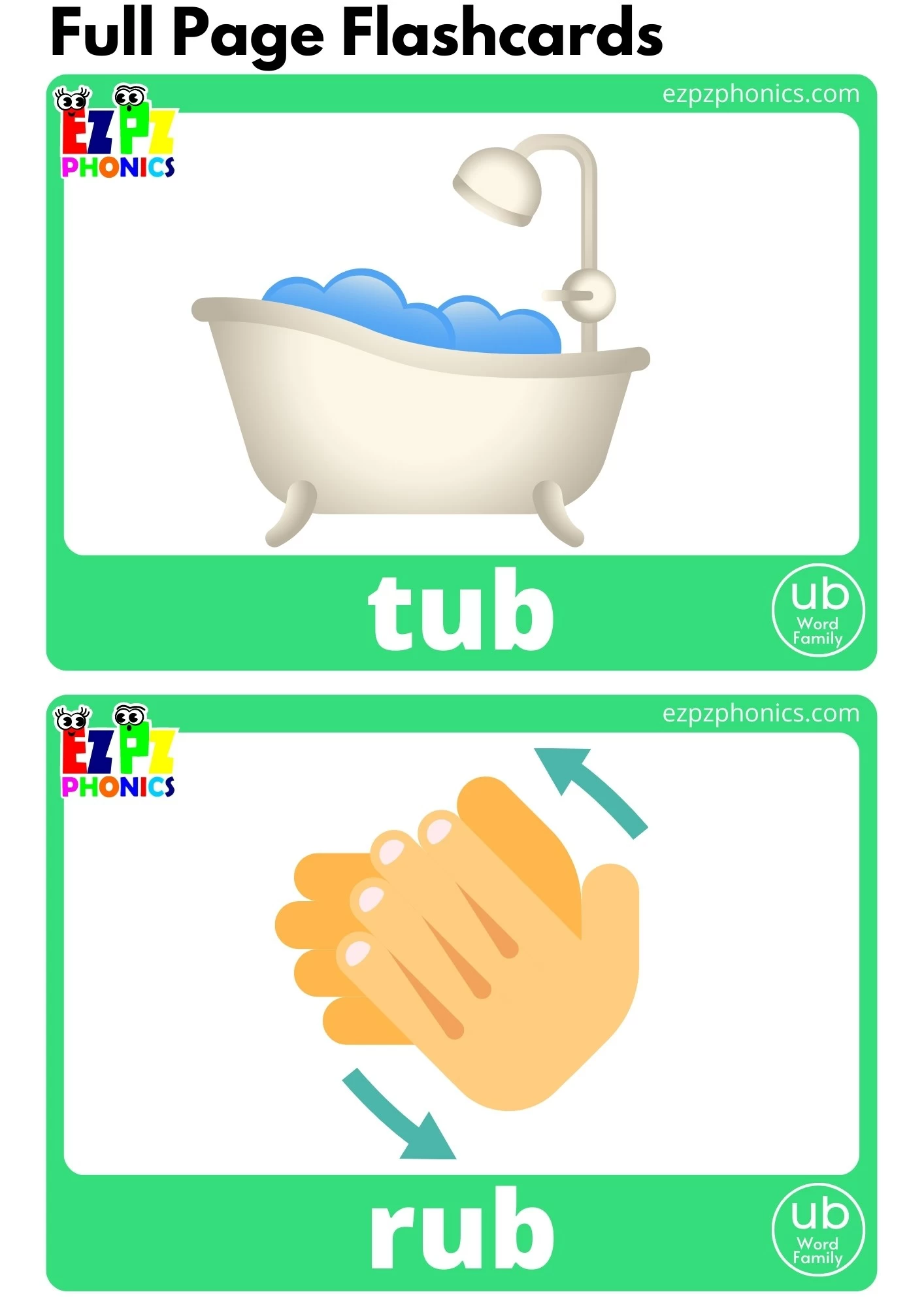 UB Word Family Flashcards With Words Phonics Letter Sounds Flashcards Free PDF Download or View Online for Kindergarten and ESL Students